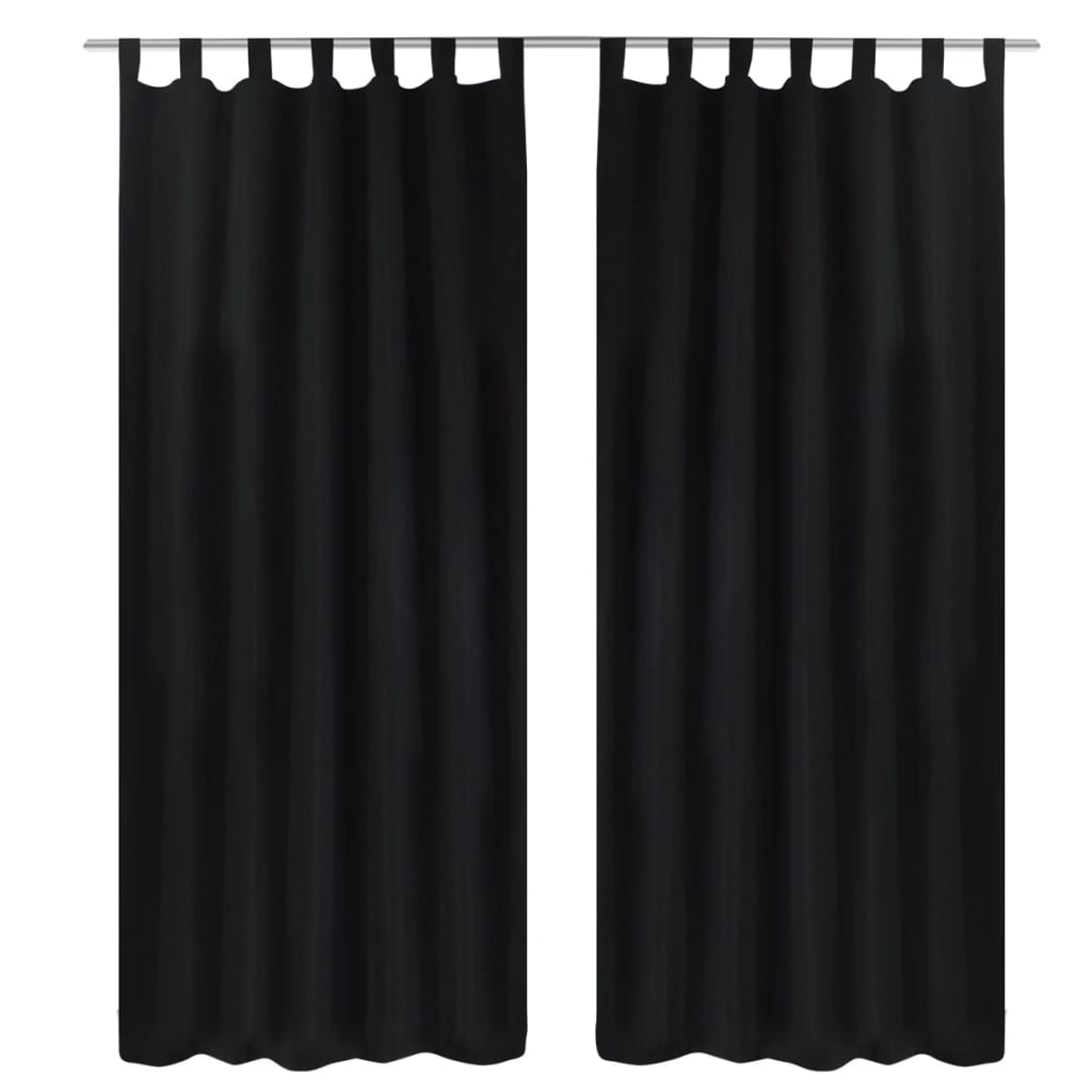 VidaXL Micro-satijnen gordijnen met ringen 140 x 225 cm 2 stuks (zwart)