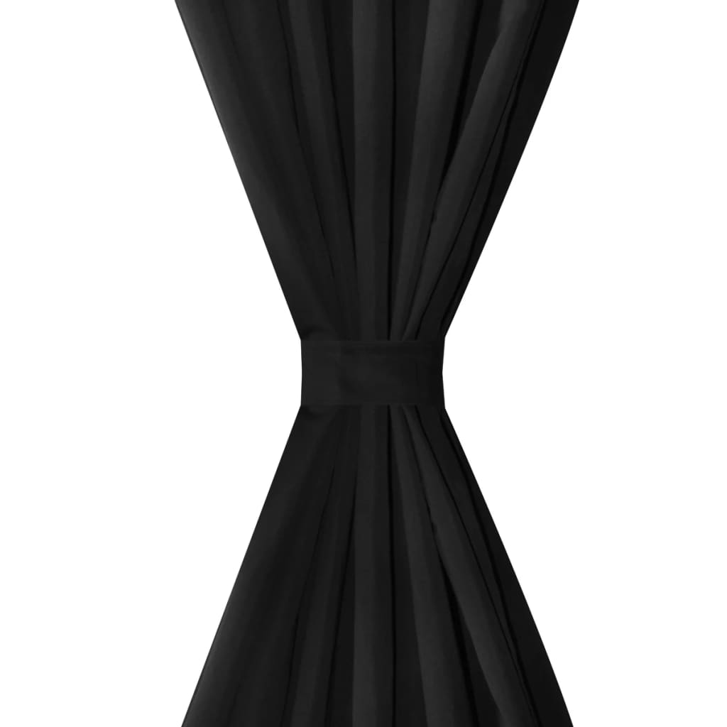 VidaXL Micro-satijnen gordijnen met ringen 140 x 225 cm 2 stuks (zwart)