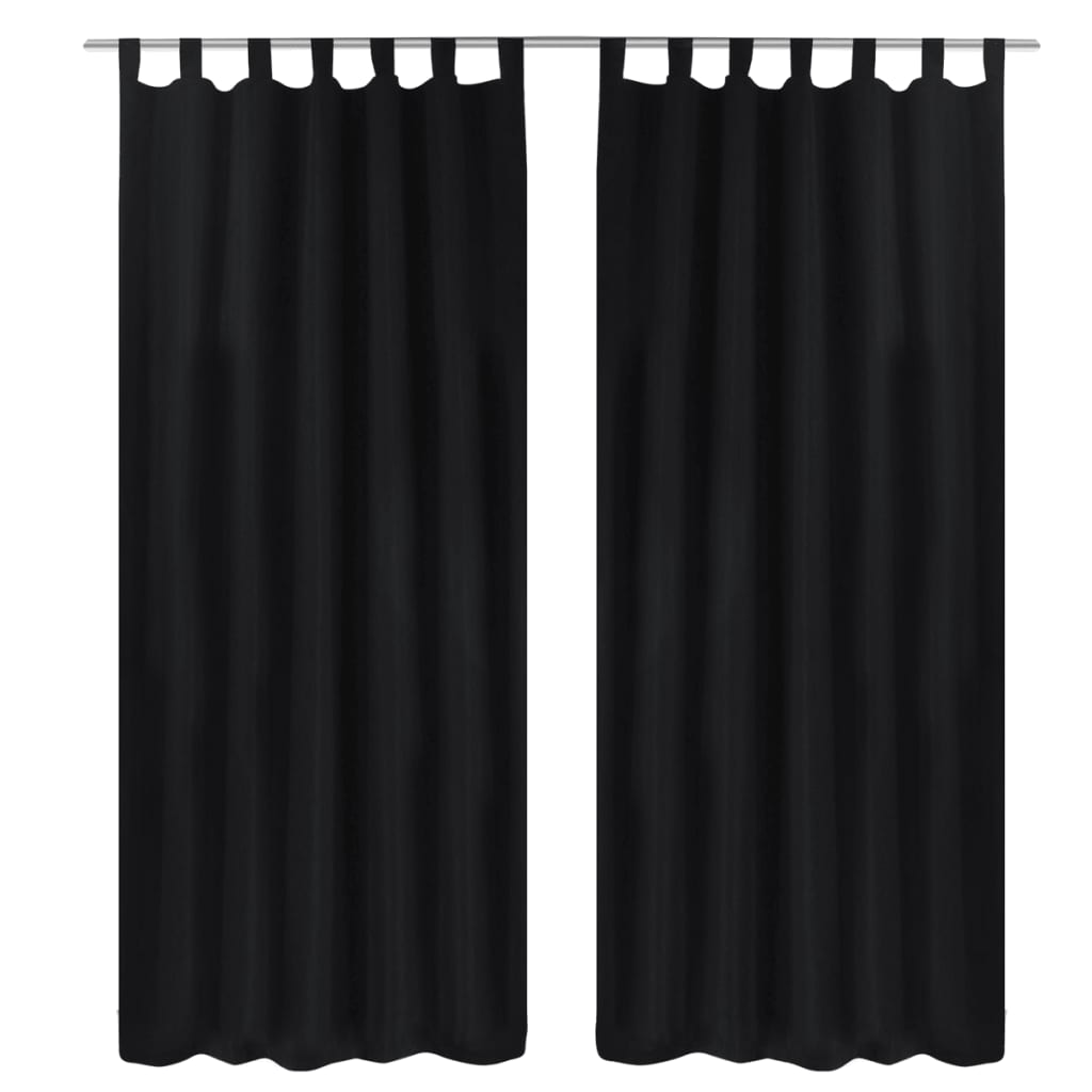 VidaXL Micro-satijnen gordijnen met ringen 140 x 245 cm 2 stuks (zwart)