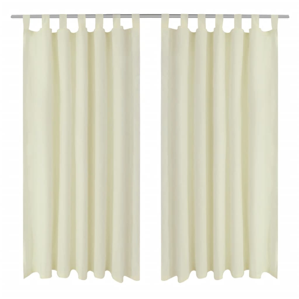 VidaXL Micro-satijnen gordijnen met ringen 140 x 245 cm 2 stuks (creme)