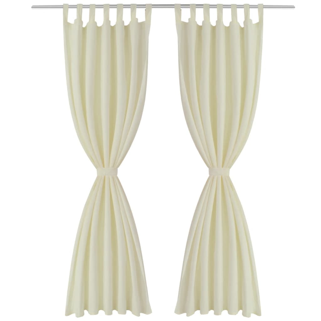 VidaXL Micro-satijnen gordijnen met ringen 140 x 245 cm 2 stuks (creme)