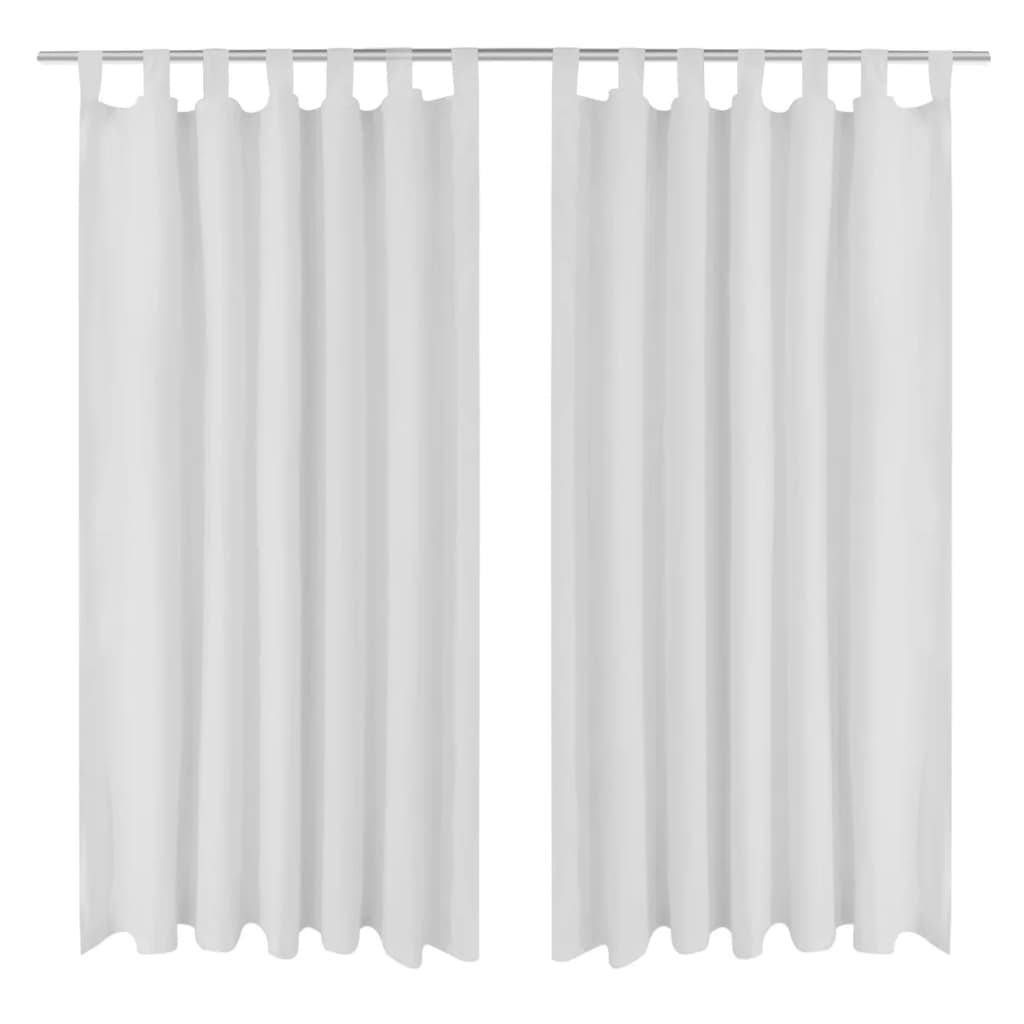 VidaXL Micro-satijnen gordijnen met ringen 140 x 175 cm 2 stuks (creme)