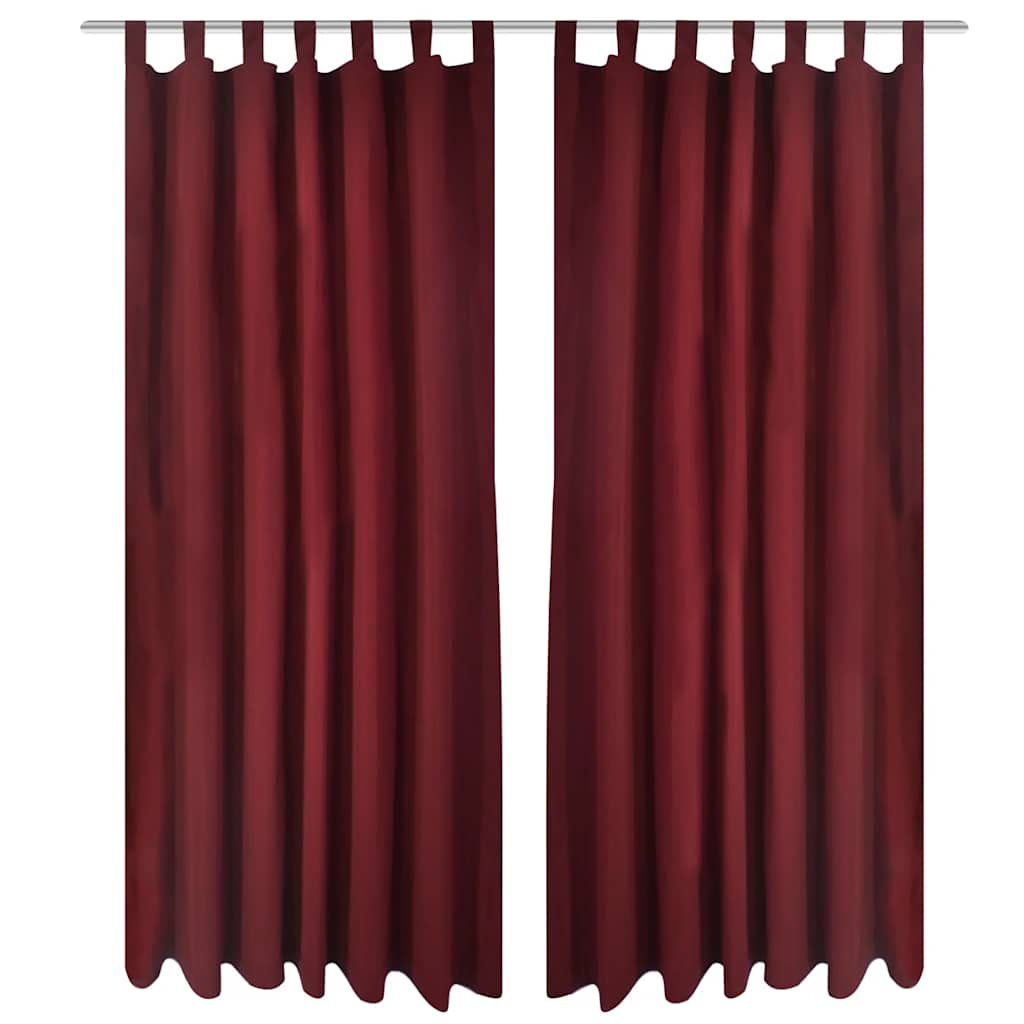 VidaXL Micro-satijnen gordijnen met ringen 140 x 175 cm 2 stuks (wijnrood)