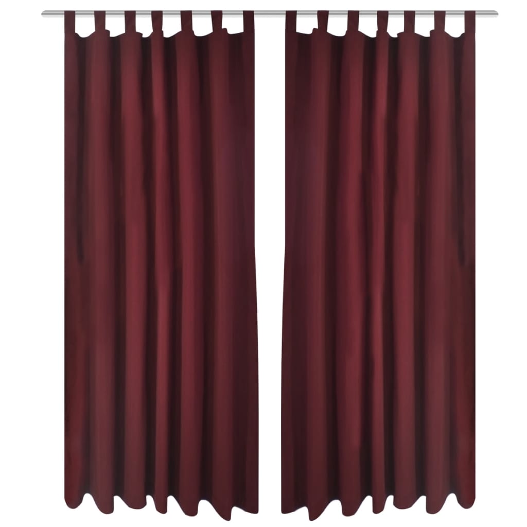 VidaXL Micro-satijnen gordijnen met ringen 140 x 225 cm 2 stuks (wijnrood)