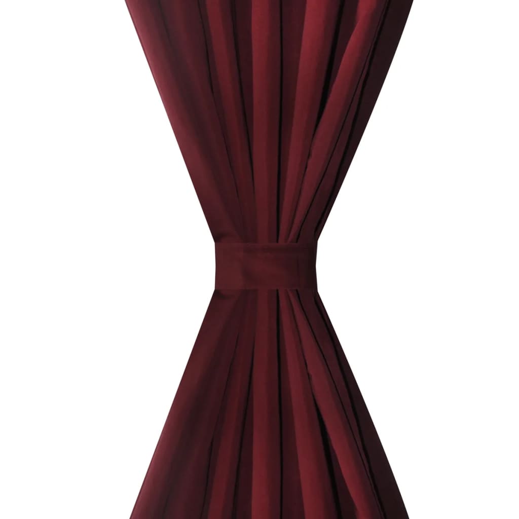 VidaXL Micro-satijnen gordijnen met ringen 140 x 225 cm 2 stuks (wijnrood)