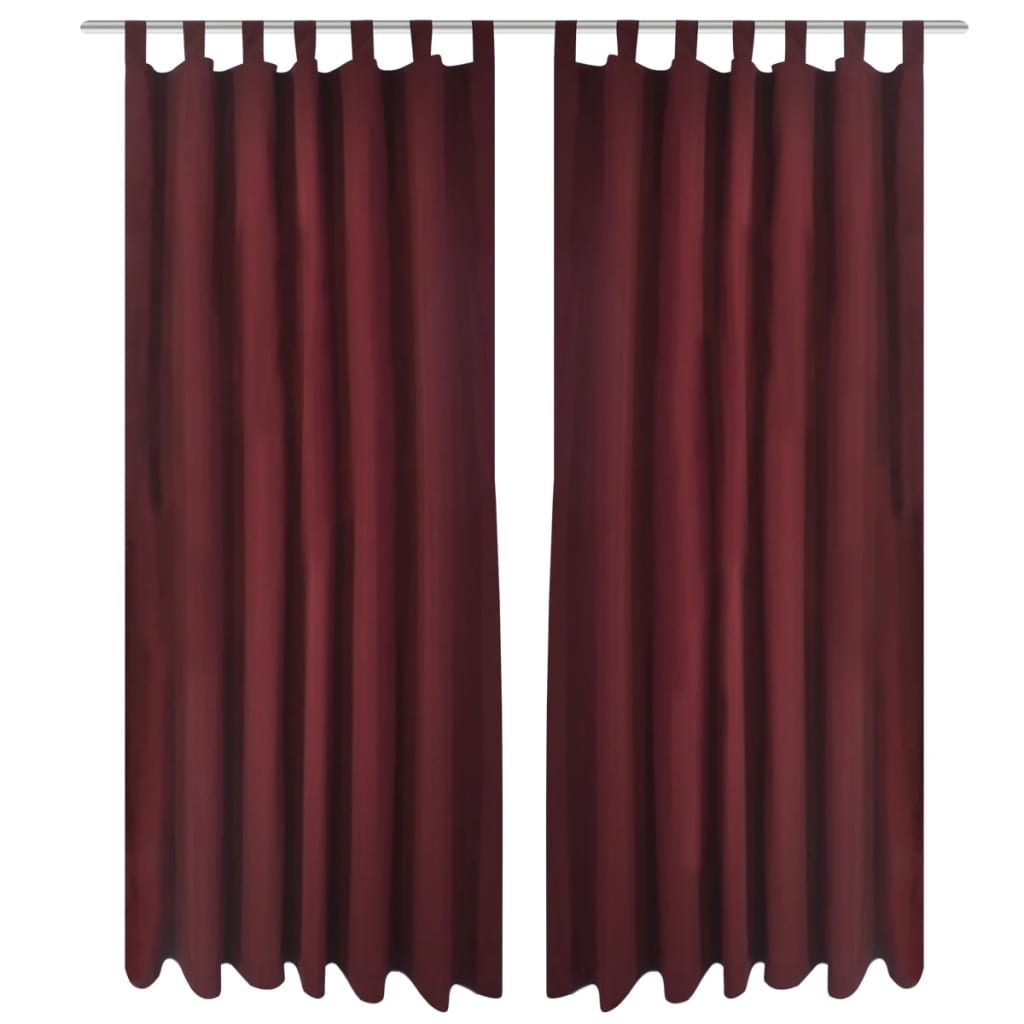 VidaXL Micro-satijnen gordijnen met ringen 140 x 245 cm 2 stuks (wijnrood)