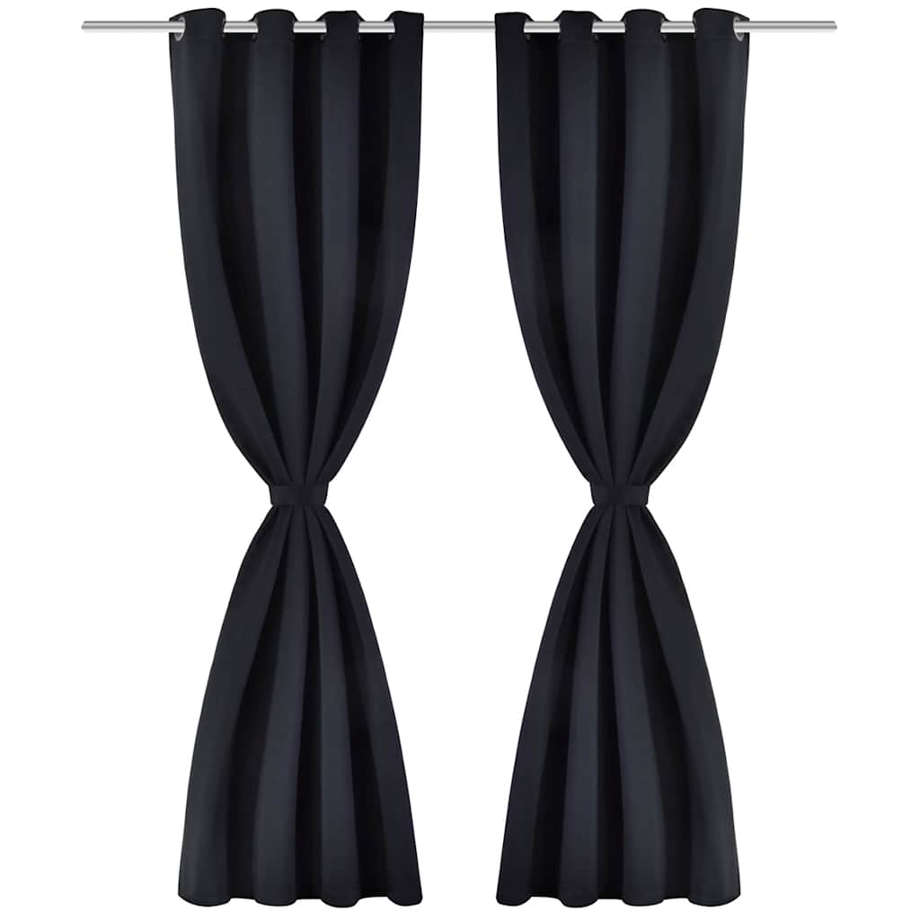 VidaXL Gordijnen met metalen ringen 135 x 245 cm 2 stuks (zwart)