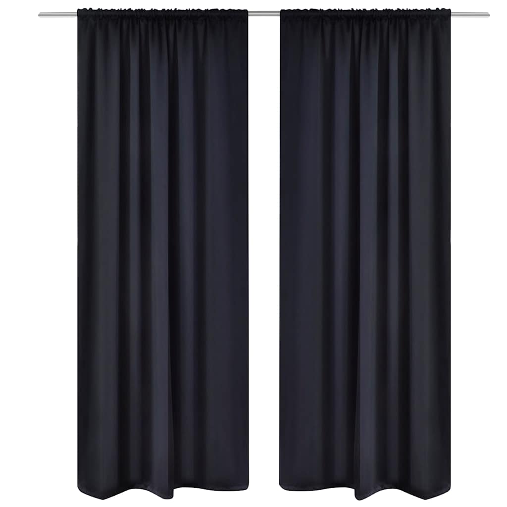 VidaXL Gordijnen met gleuven 135 x 245 cm zwart 2 st