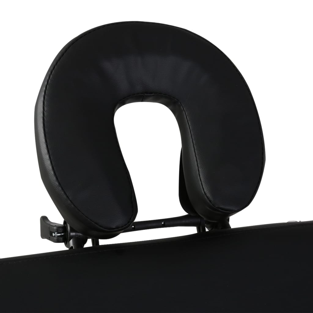 VidaXL Inklapbare massagetafel 2 zones met houten frame (zwart)