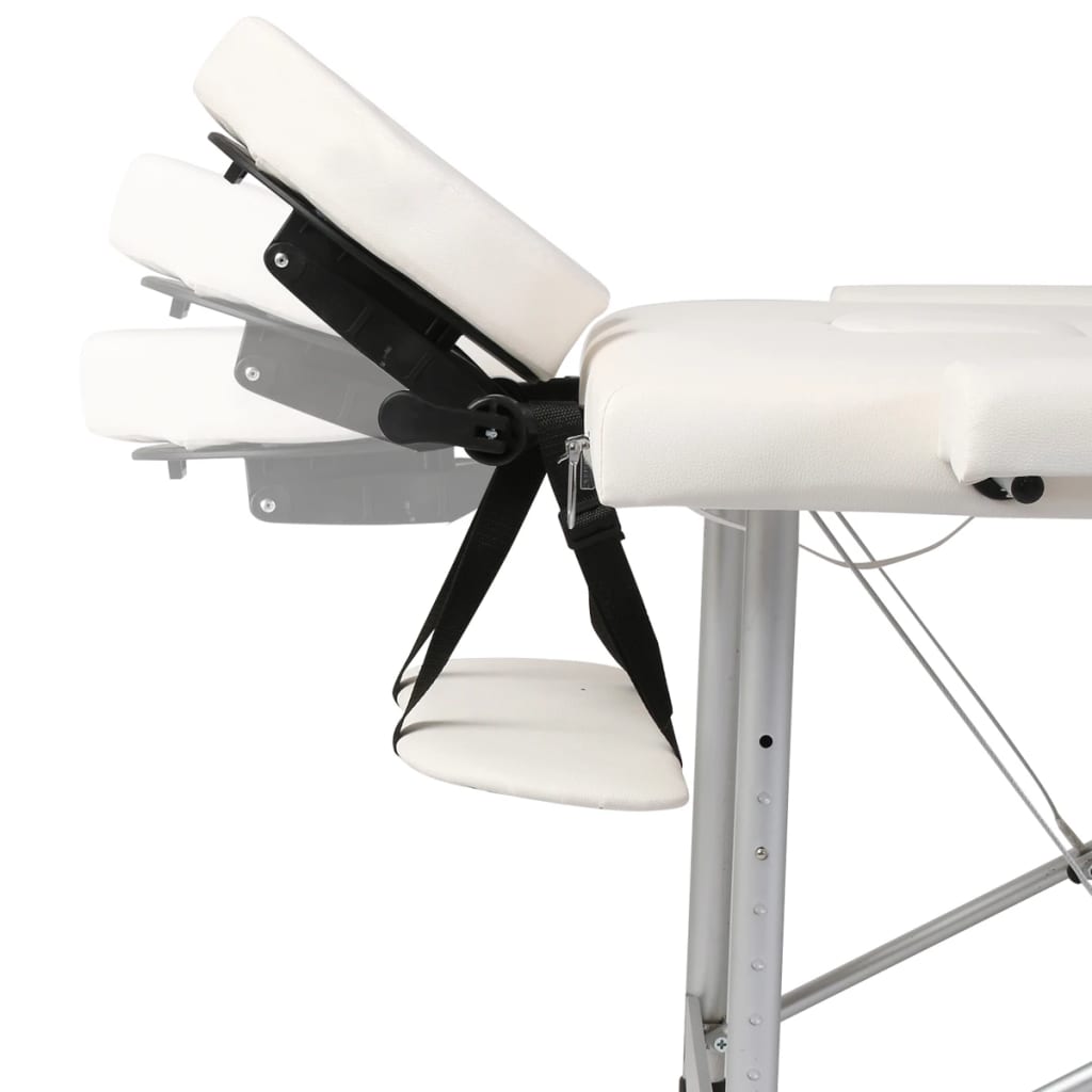 VidaXL Inklapbare massagetafel 3 zones met aluminium frame (creme)