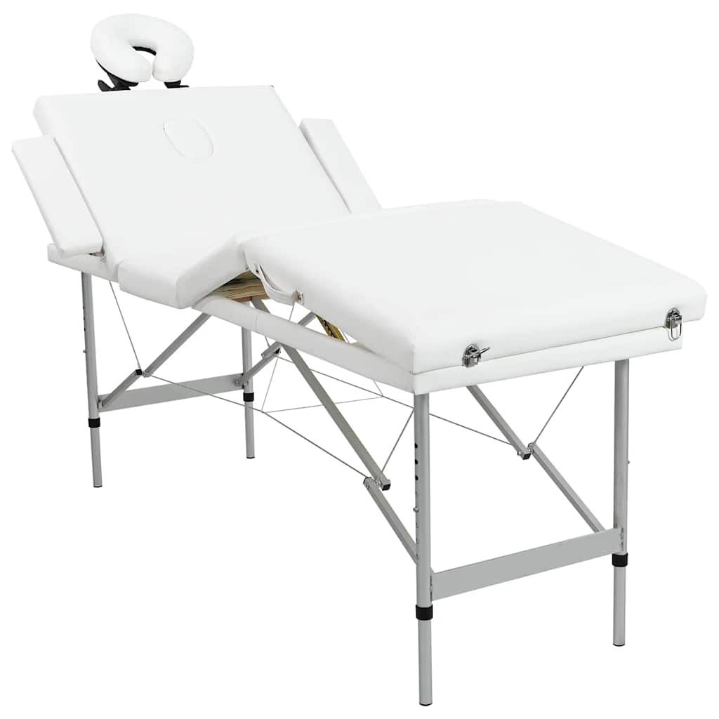 VidaXL Massagetafel inklapbaar met aluminium frame (vier delen crèmewit)