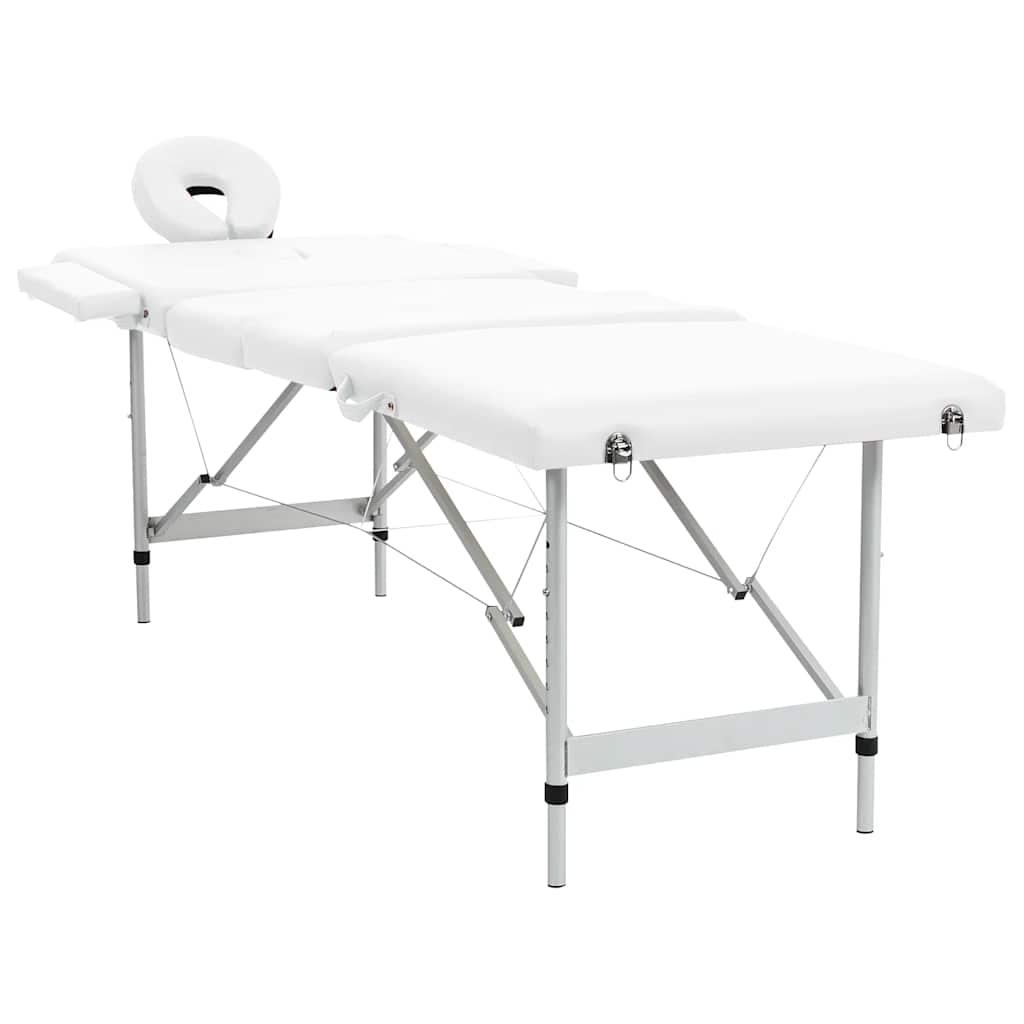 VidaXL Massagetafel inklapbaar met aluminium frame (vier delen crèmewit)