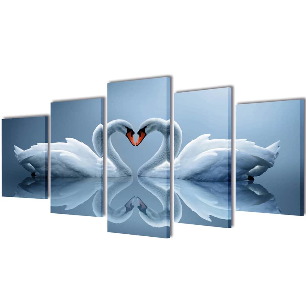 VidaXL Canvas muurdruk set zwaan 200 x 100 cm