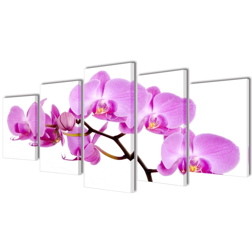VidaXL Canvas muurdruk set orchidee 100 x 50 cm