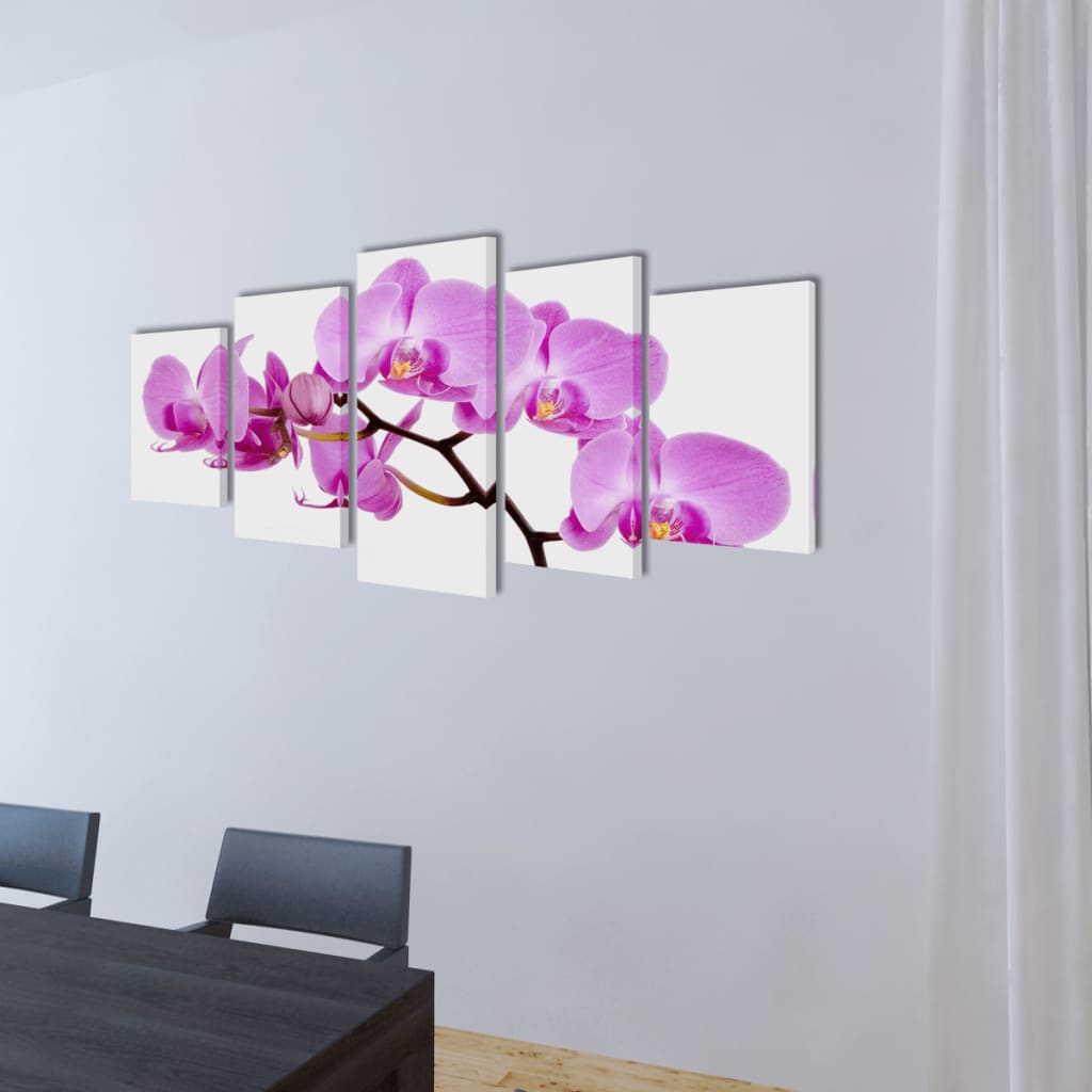 VidaXL Canvas muurdruk set orchidee 100 x 50 cm