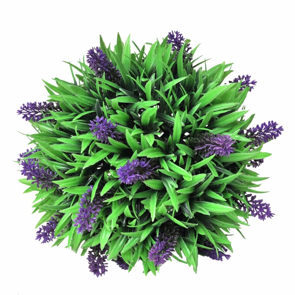 VidaXL 2-delige kunstbuxussenset bolvormig met lavendel 28 cm