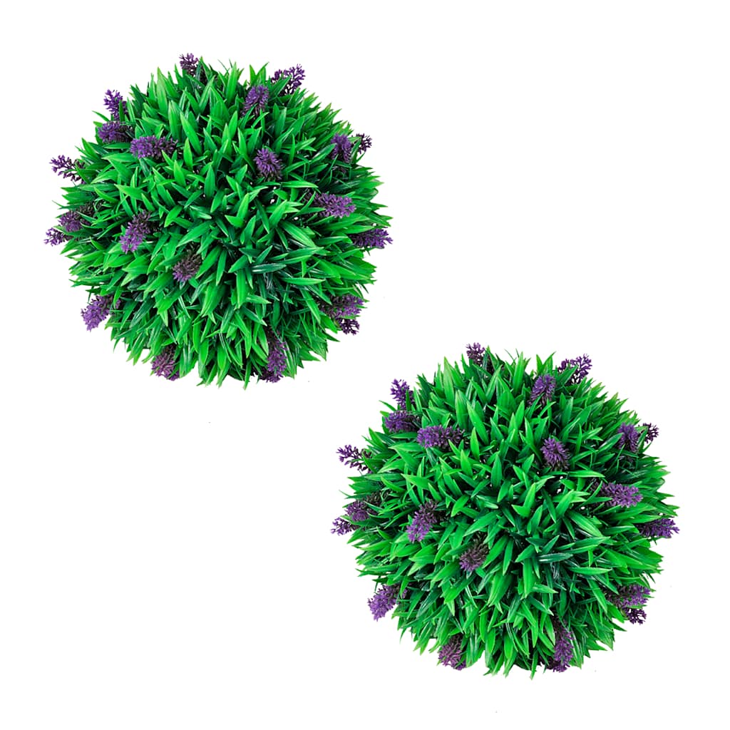 VidaXL 2-delige kunstbuxussenset bolvormig met lavendel 30 cm