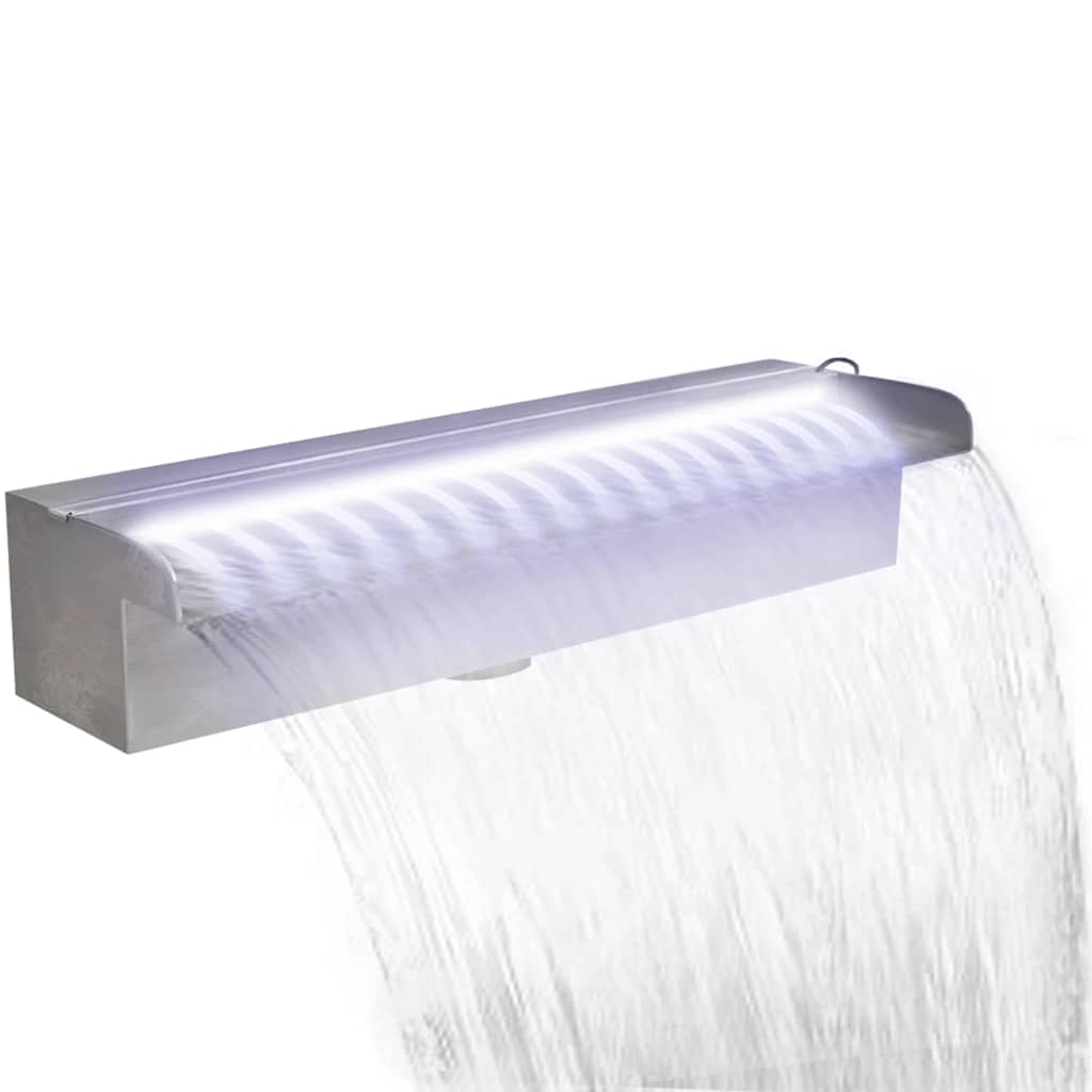 VidaXL Zwembadwaterval met led's rechthoekig 45 cm roestvrij staal