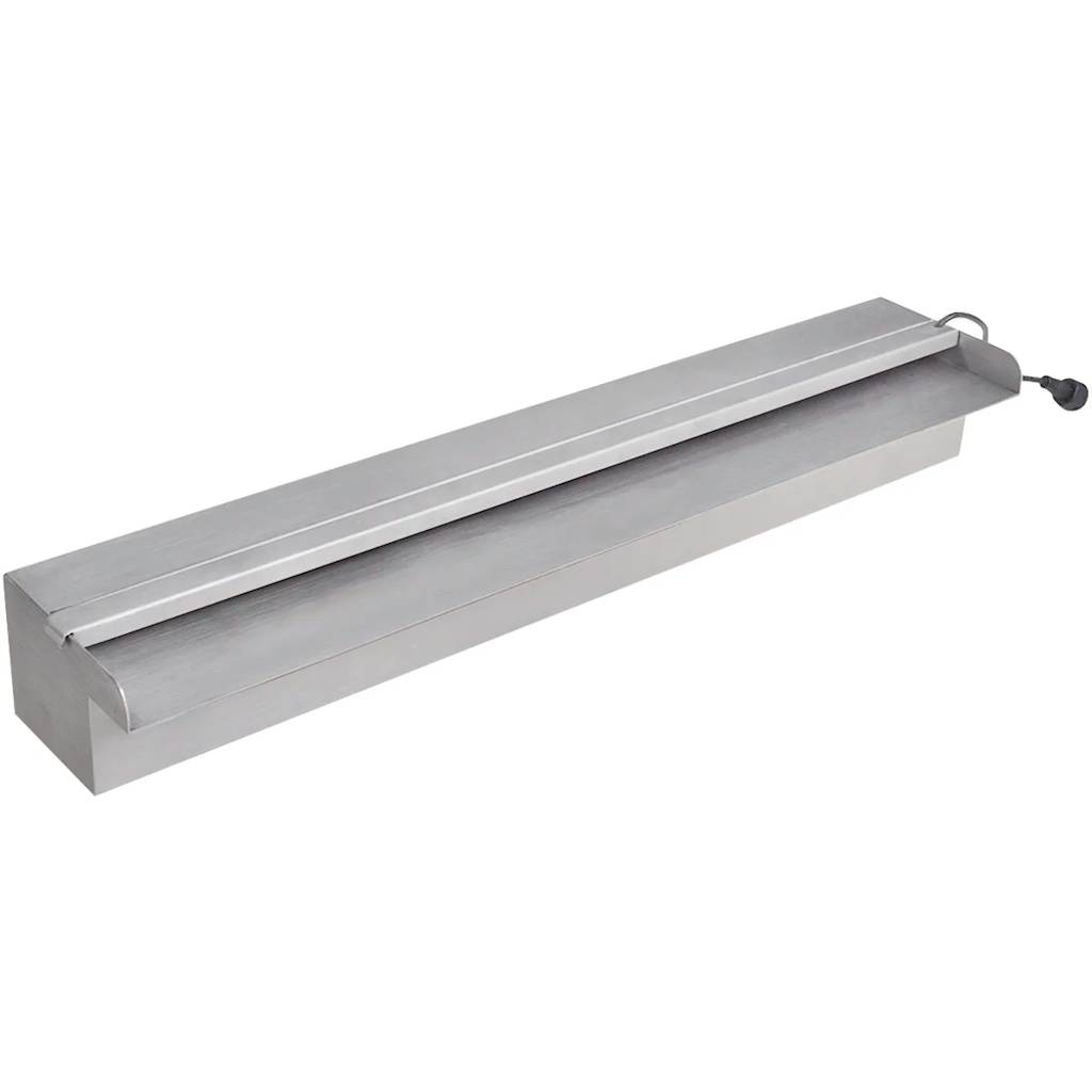 VidaXL Zwembadwaterval met led's rechthoekig 60 cm roestvrij staal