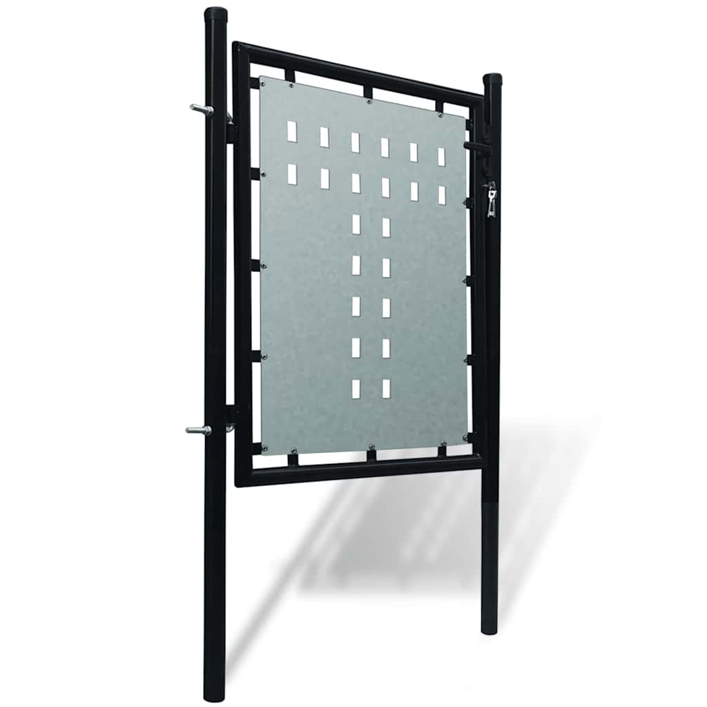 VidaXL Zwarte enkele deur schuttingpoort 100x75 cm