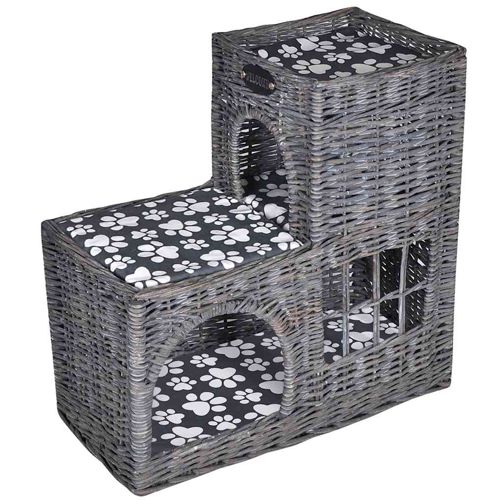 VidaXL Kattenbed huis kasteel met kussen wilgen