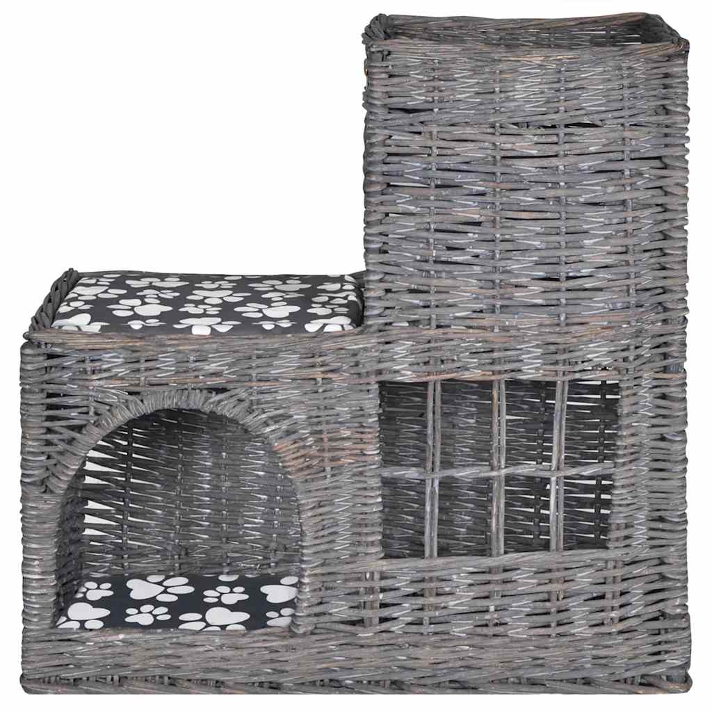 VidaXL Kattenbed huis kasteel met kussen wilgen