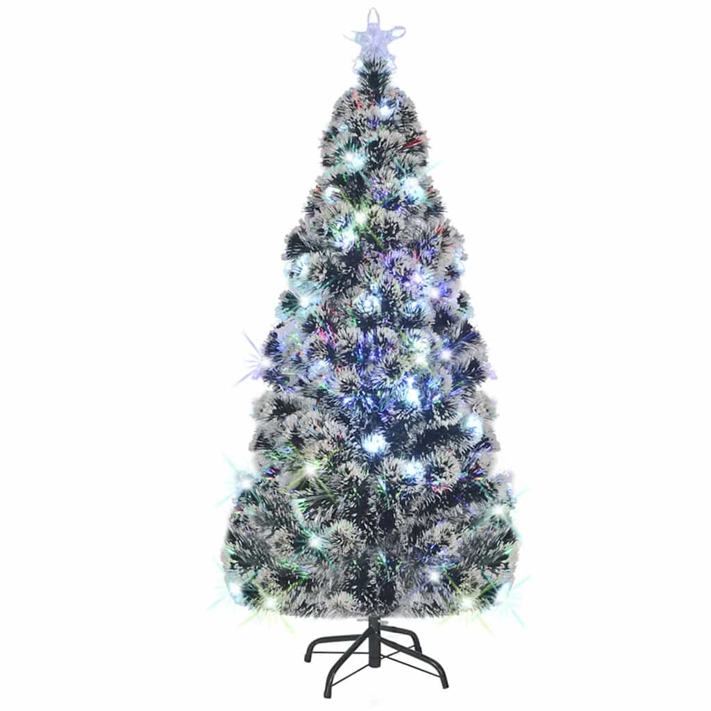 VidaXL Voorverlichte kerstboom met standaard en led 210 cm glasvezel