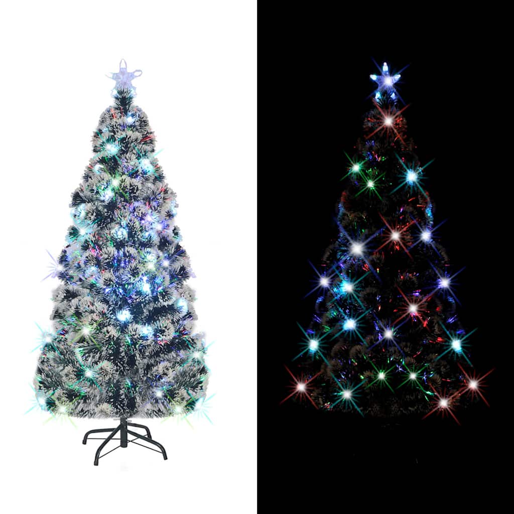 VidaXL Voorverlichte kerstboom met standaard en led 210 cm glasvezel
