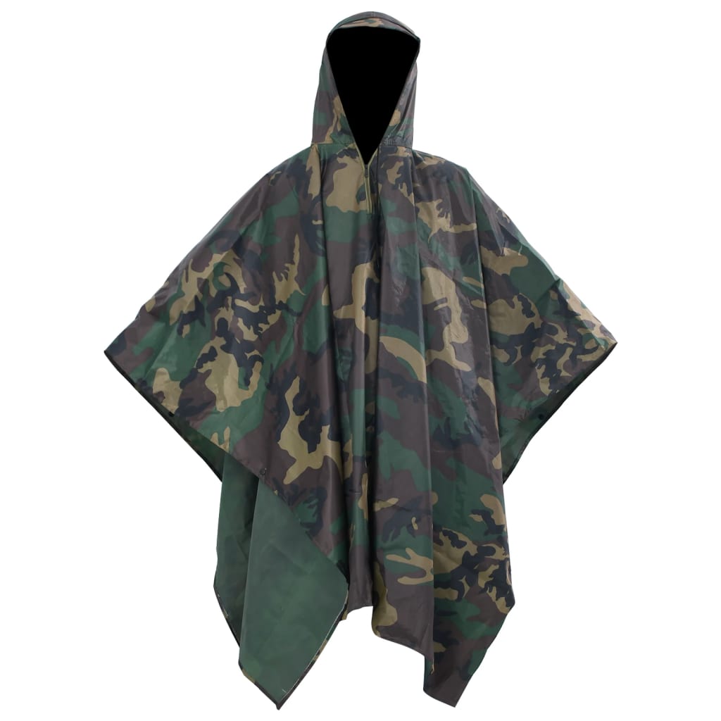 VidaXL Regenponcho voor kamperen wandelen leger waterdicht camouflage
