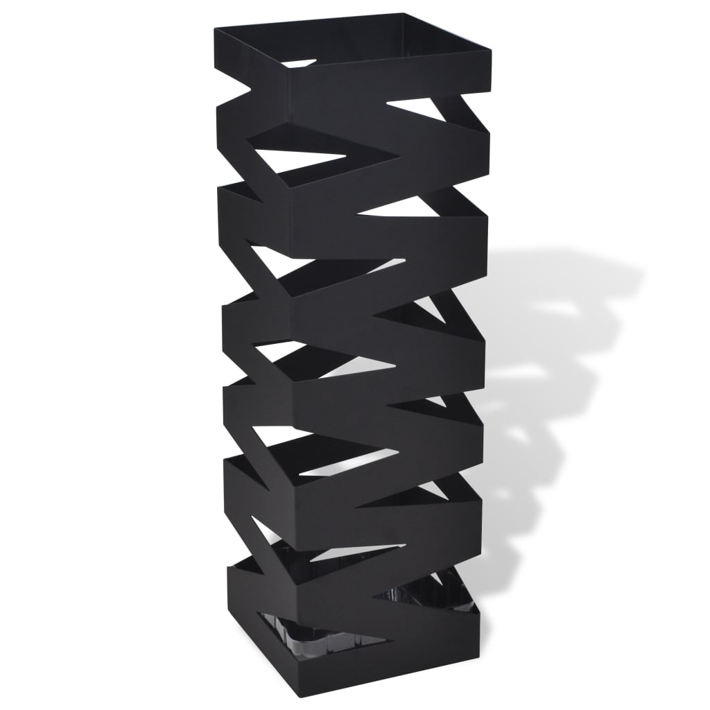 VidaXL Paraplu- en wandelstokhouder vierkant 48,5 cm staal zwart