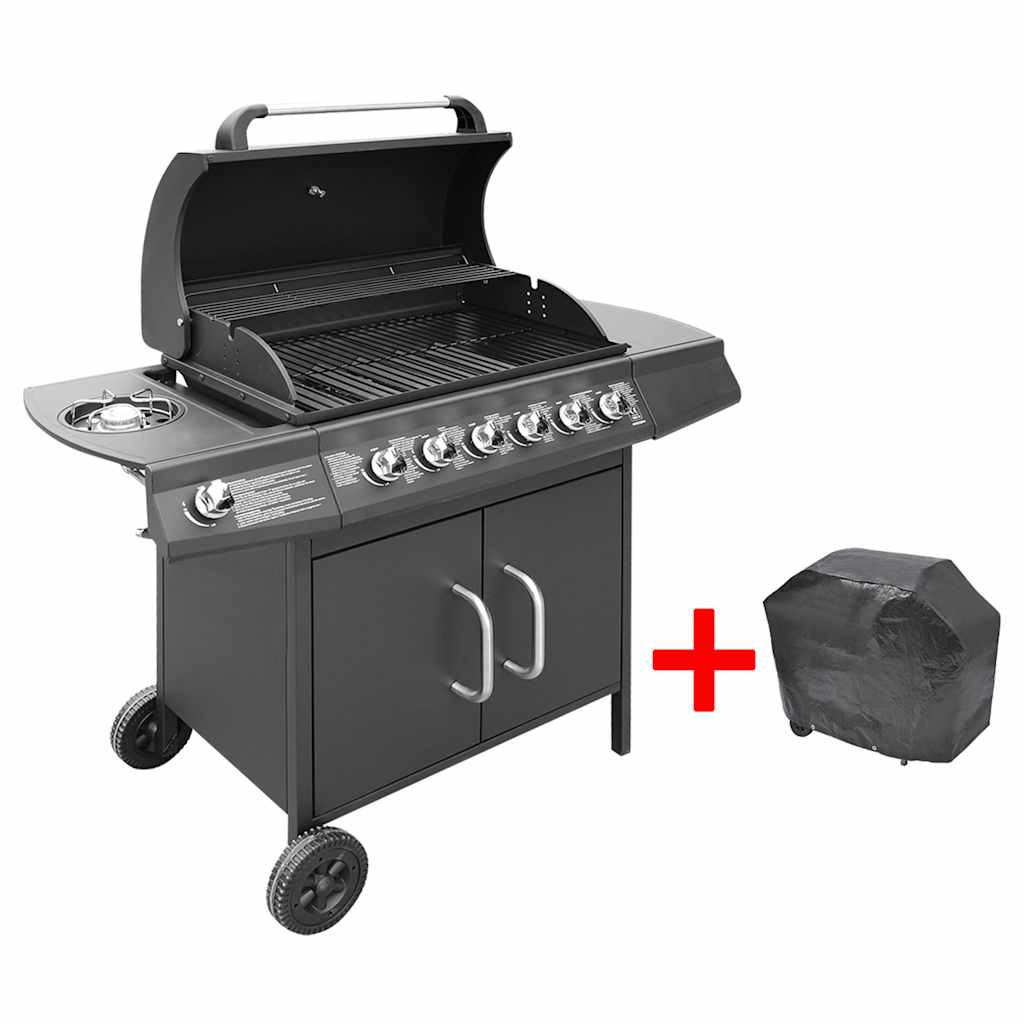 VidaXL Gasbarbecue 6+1 kookzone zwart
