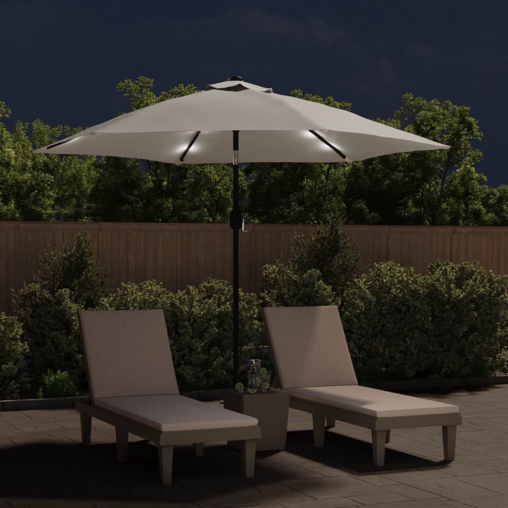 VidaXL Zweefparasol met led 3 m zandwit
