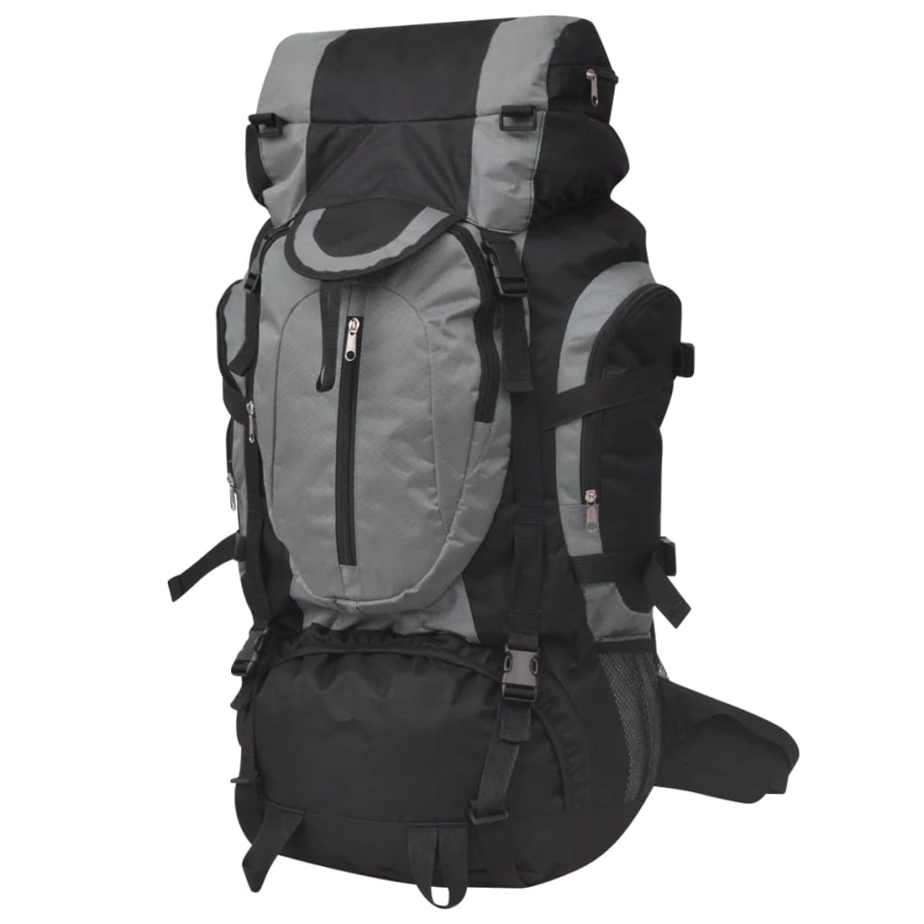 VidaXL Rugzak hiking xxl 75 l zwart en grijs