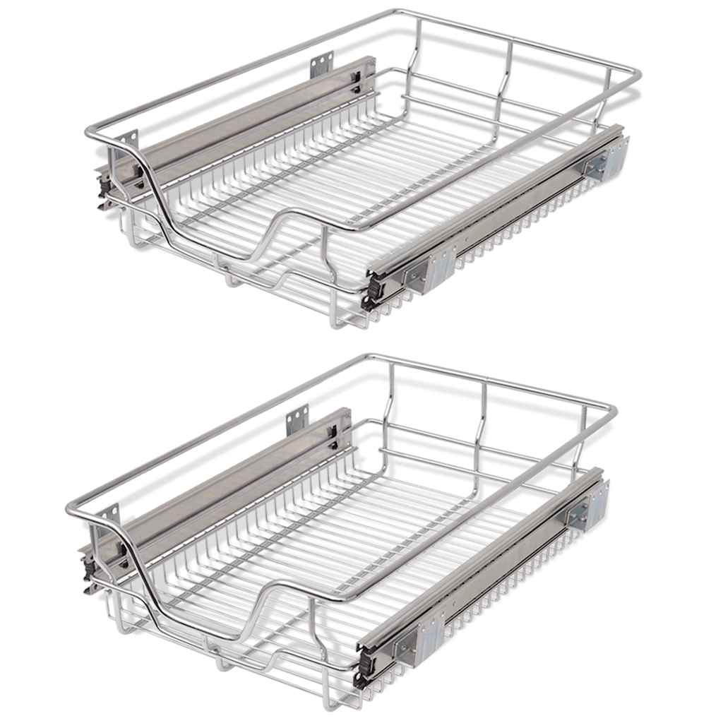 VidaXL Draadmanden uittrekbaar 2 st 400 mm zilverkleurig