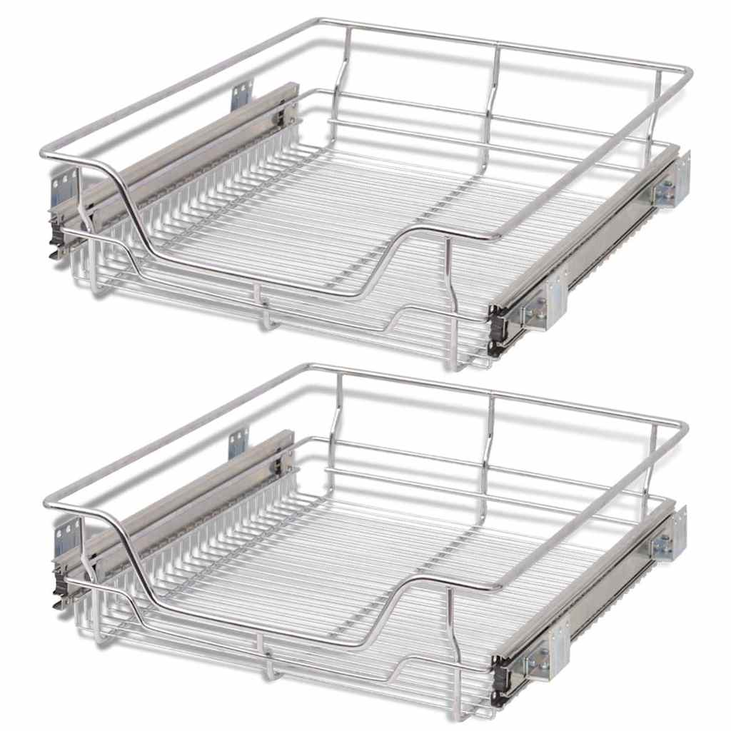 VidaXL Draadmanden uittrekbaar 2 st 500 mm zilverkleurig