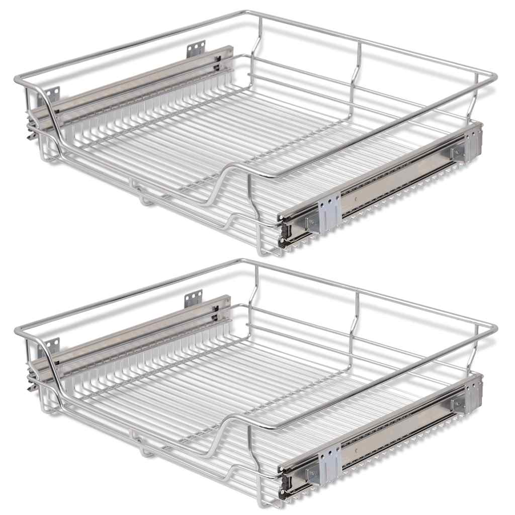 VidaXL Draadmanden uittrekbaar 2 st 600 mm zilverkleurig