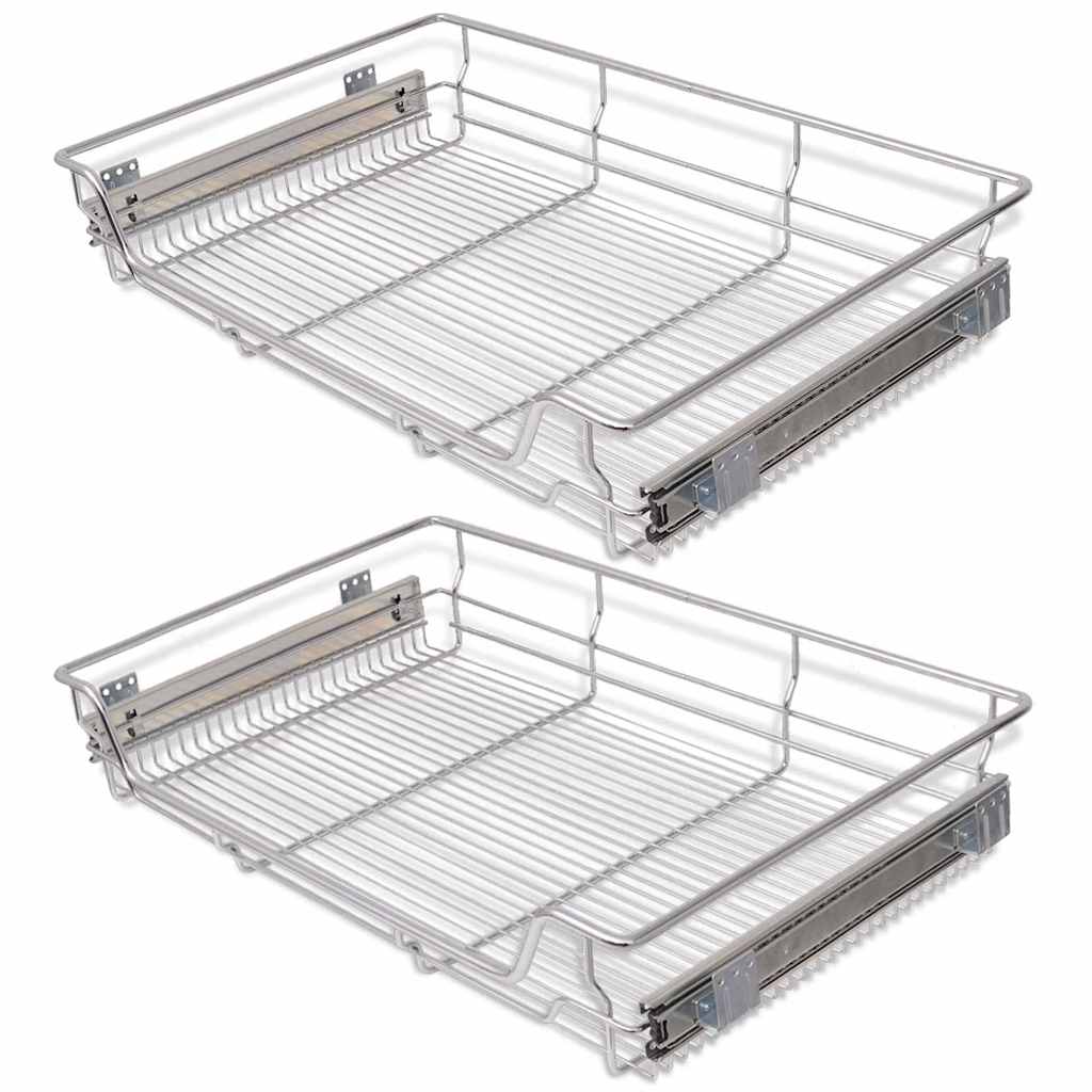 VidaXL Draadmanden uittrekbaar 2 st 800 mm zilverkleurig
