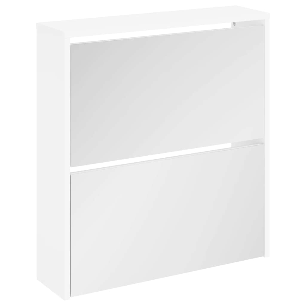 VidaXL Schoenenkast tweelaags met spiegel 63x17x67 cm wit