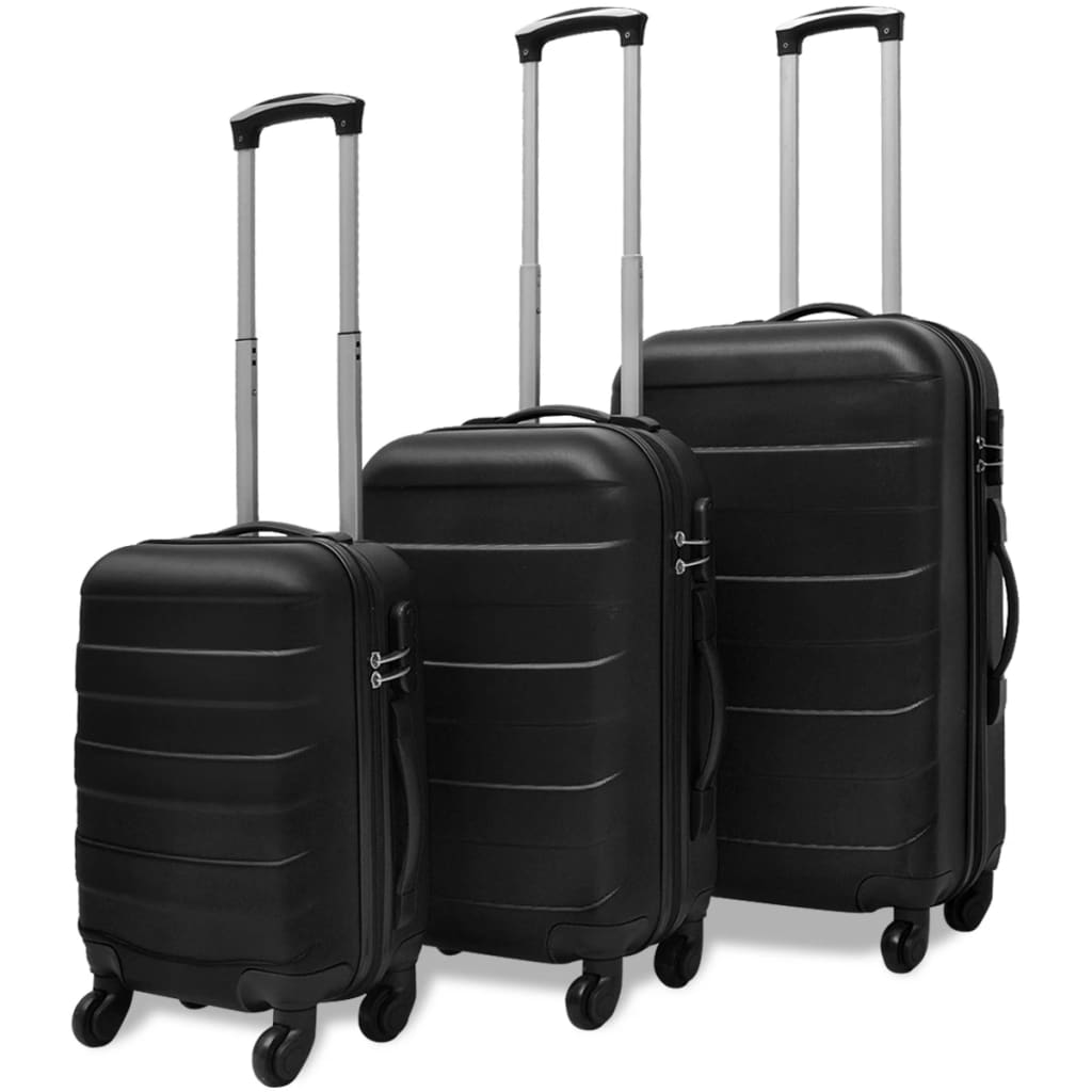 VidaXL 3-delige kofferset hard 45,5 55 66 cm zwart