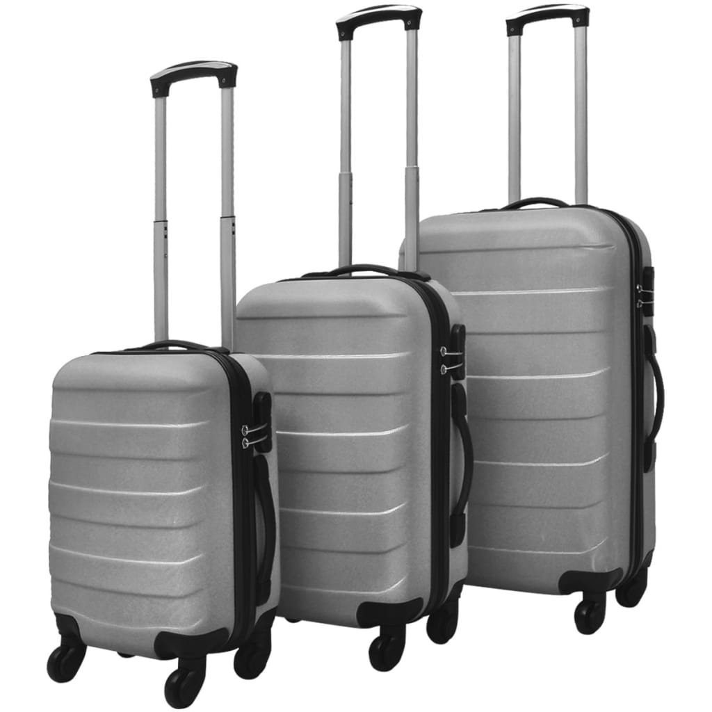 VidaXL 3-delige kofferset hard 45,5 55 66 cm zilverkleurig