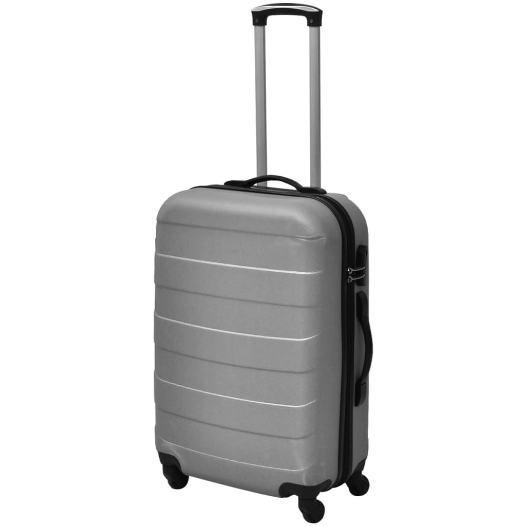VidaXL 3-delige kofferset hard 45,5 55 66 cm zilverkleurig