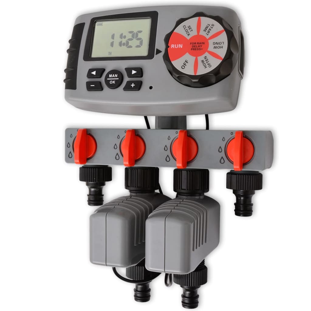 VidaXL Besproeiingstimer automatisch met 4 stations 3 v
