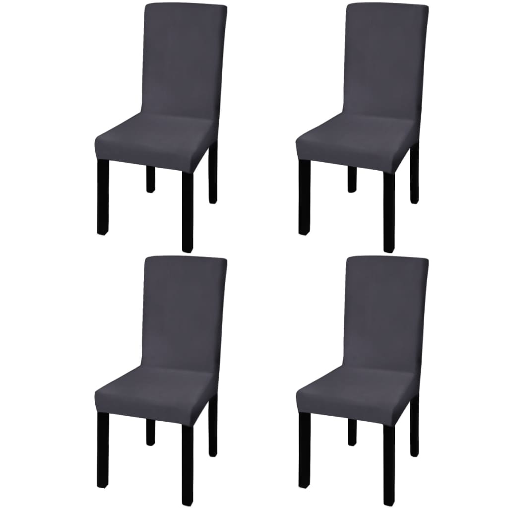 VidaXL Stoelhoezen 4 st stretch recht antracietkleurig