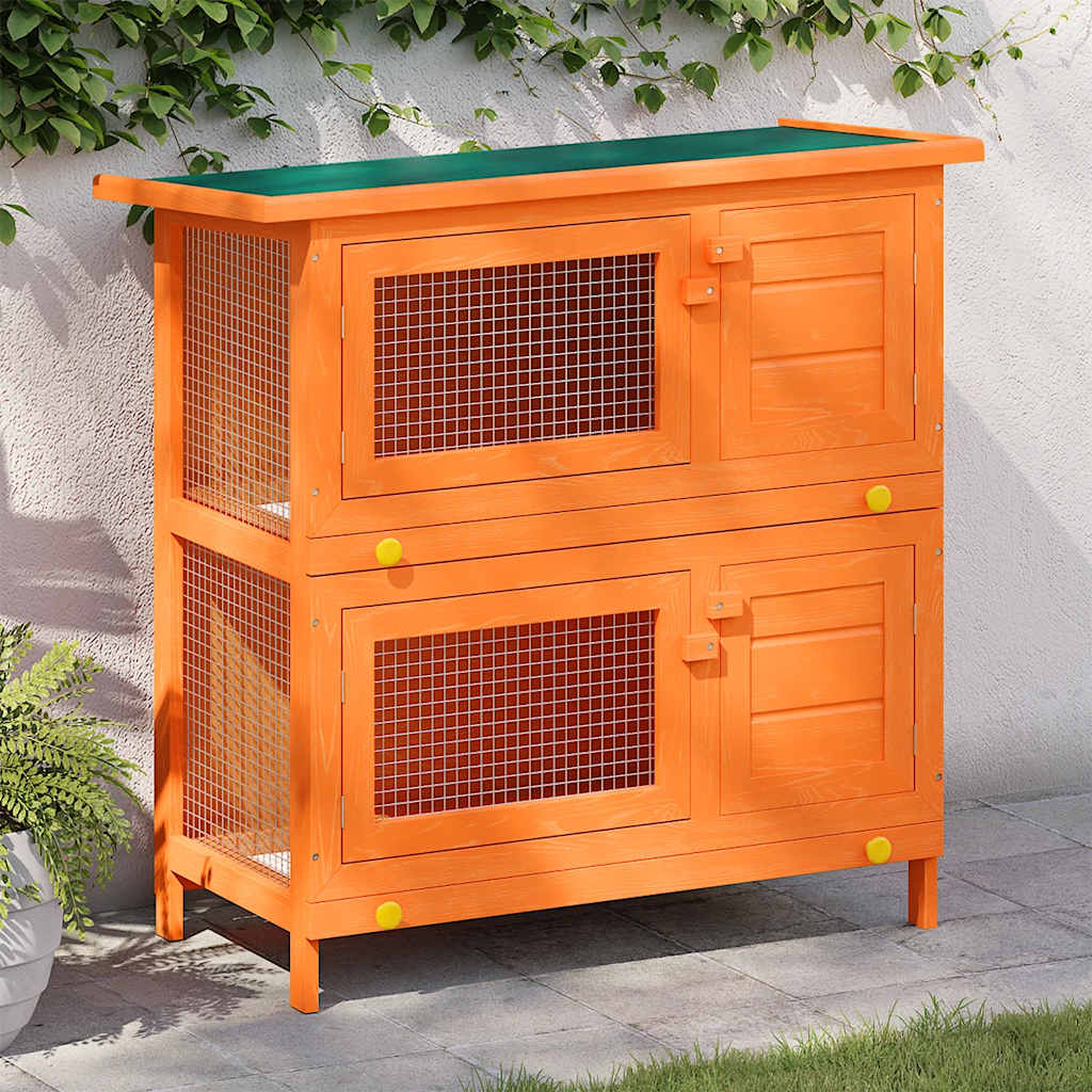 VidaXL Buitenkonijnenhok voor kleine huisdieren, 4 deuren, hout