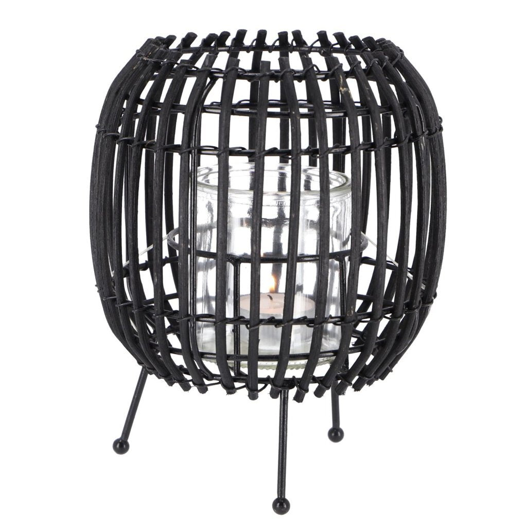 Overige Merken Lantaarn rattan 20 cm beige zwart assorti