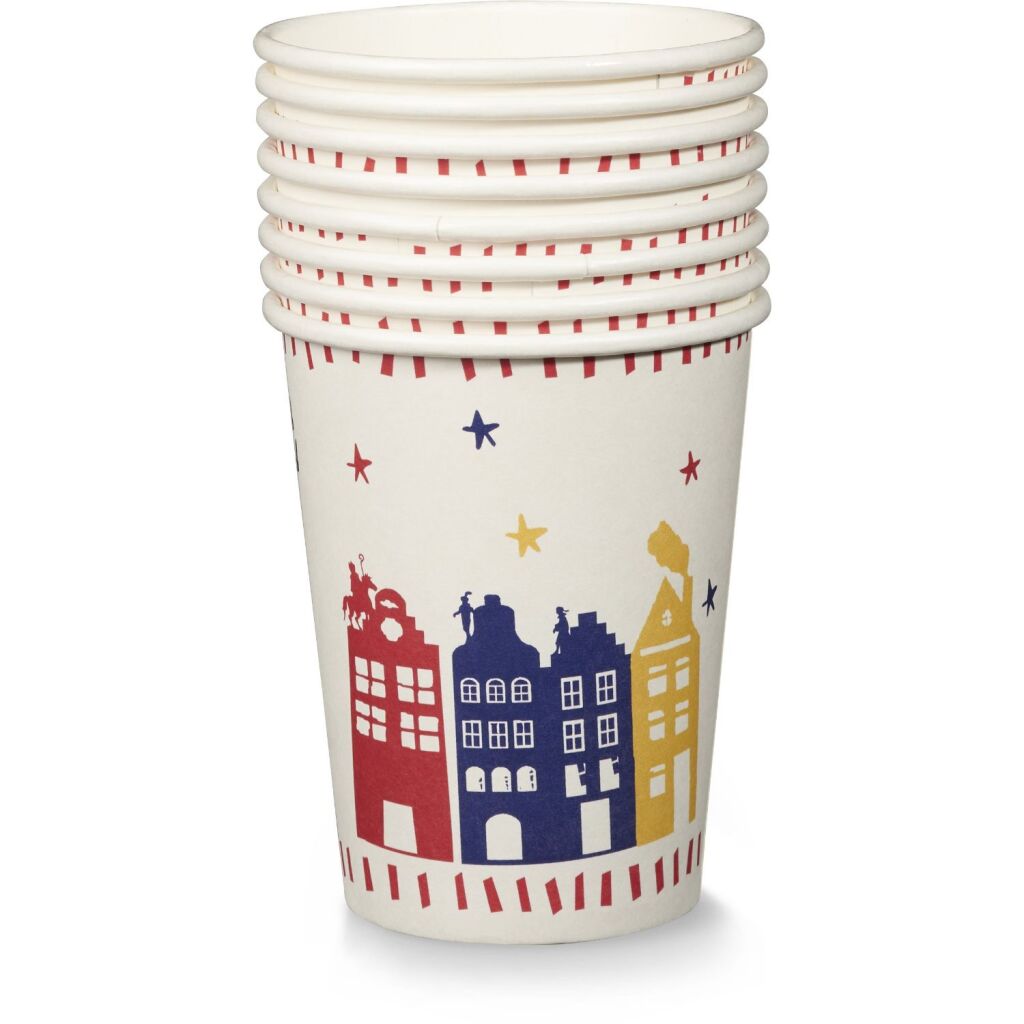 Basic Sinterklaas wegwerpbekers papier 8 stuks