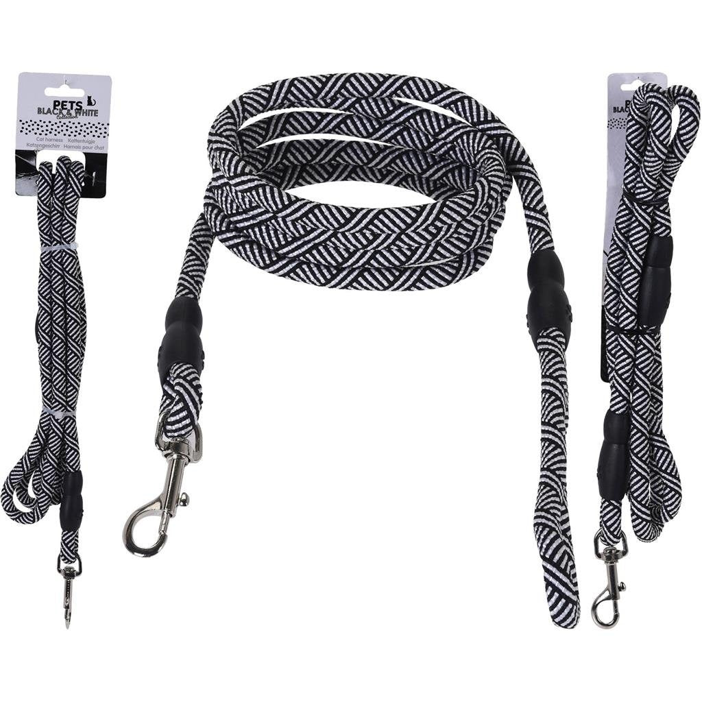 Basic Pets black and white collection hondenriem 130cm zwart wit