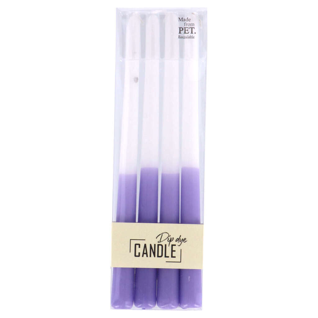 Overige Merken Dip dye kaars wax lila 30,5x2,2 cm 4 stuks