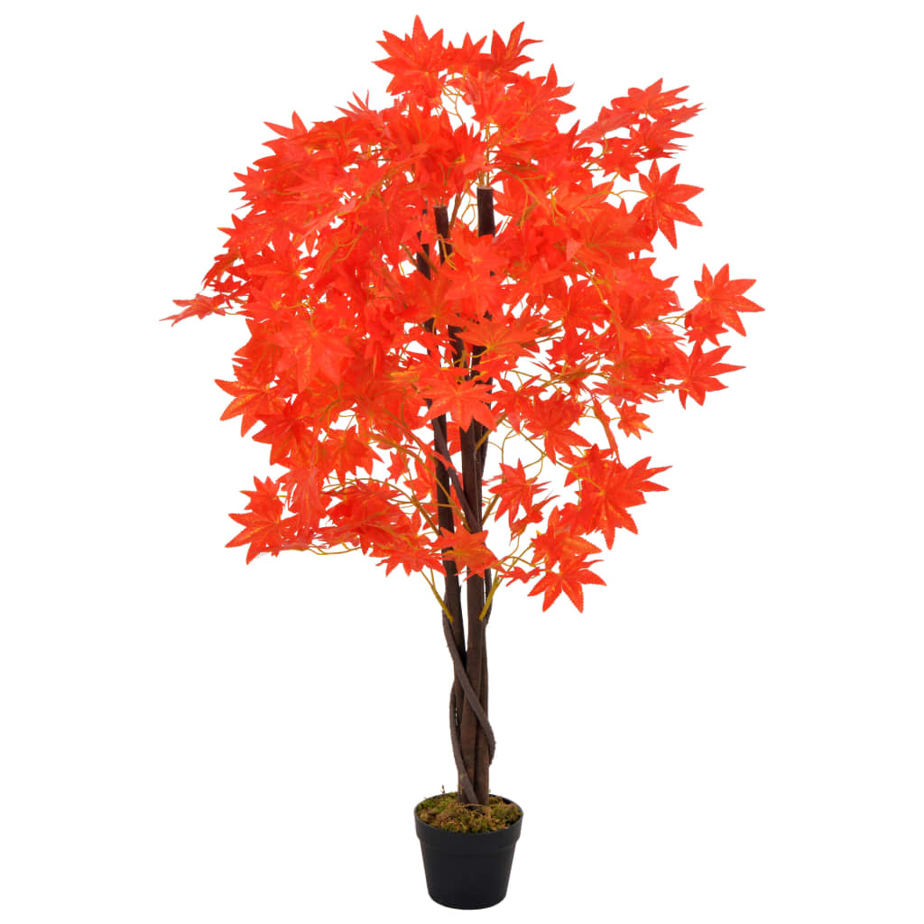 VidaXL Kunstplant met pot esdoorn 120 cm rood