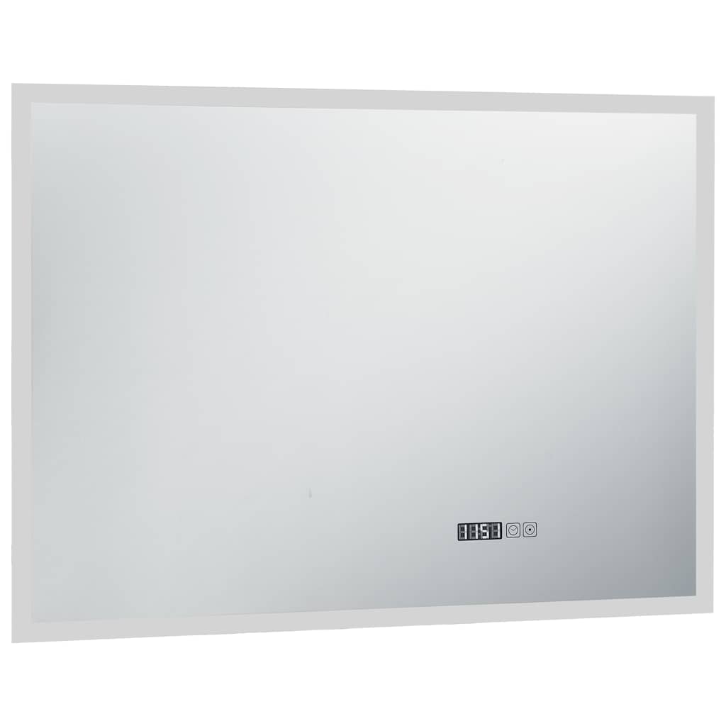 VidaXL Badkamerspiegel led met aanraaksensor en tijdweergave 100x60 cm